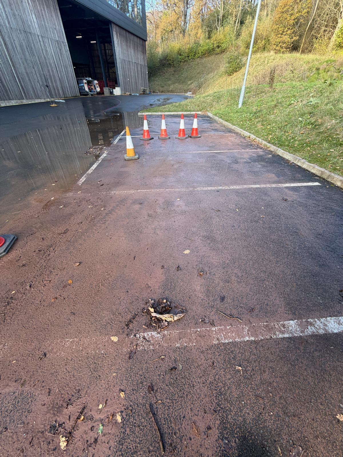 Commercial parking before cleaning