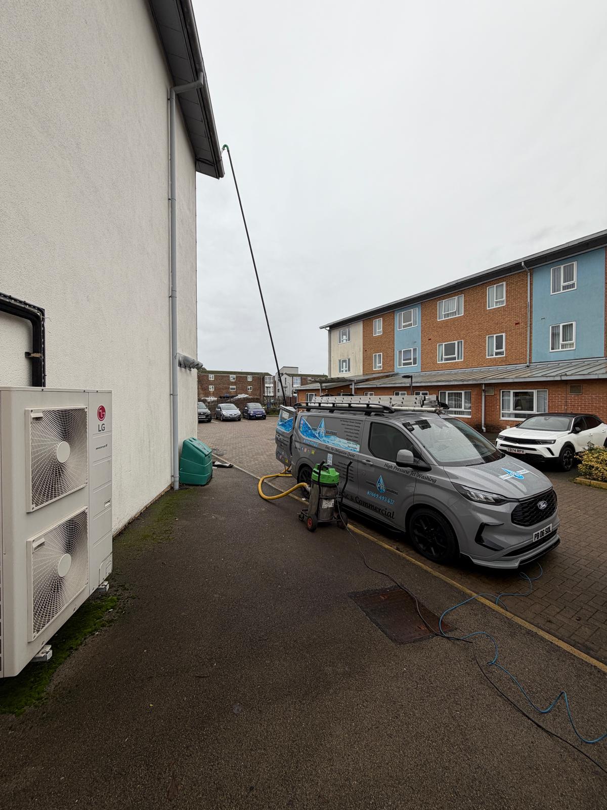 Gutter cleaning van on site